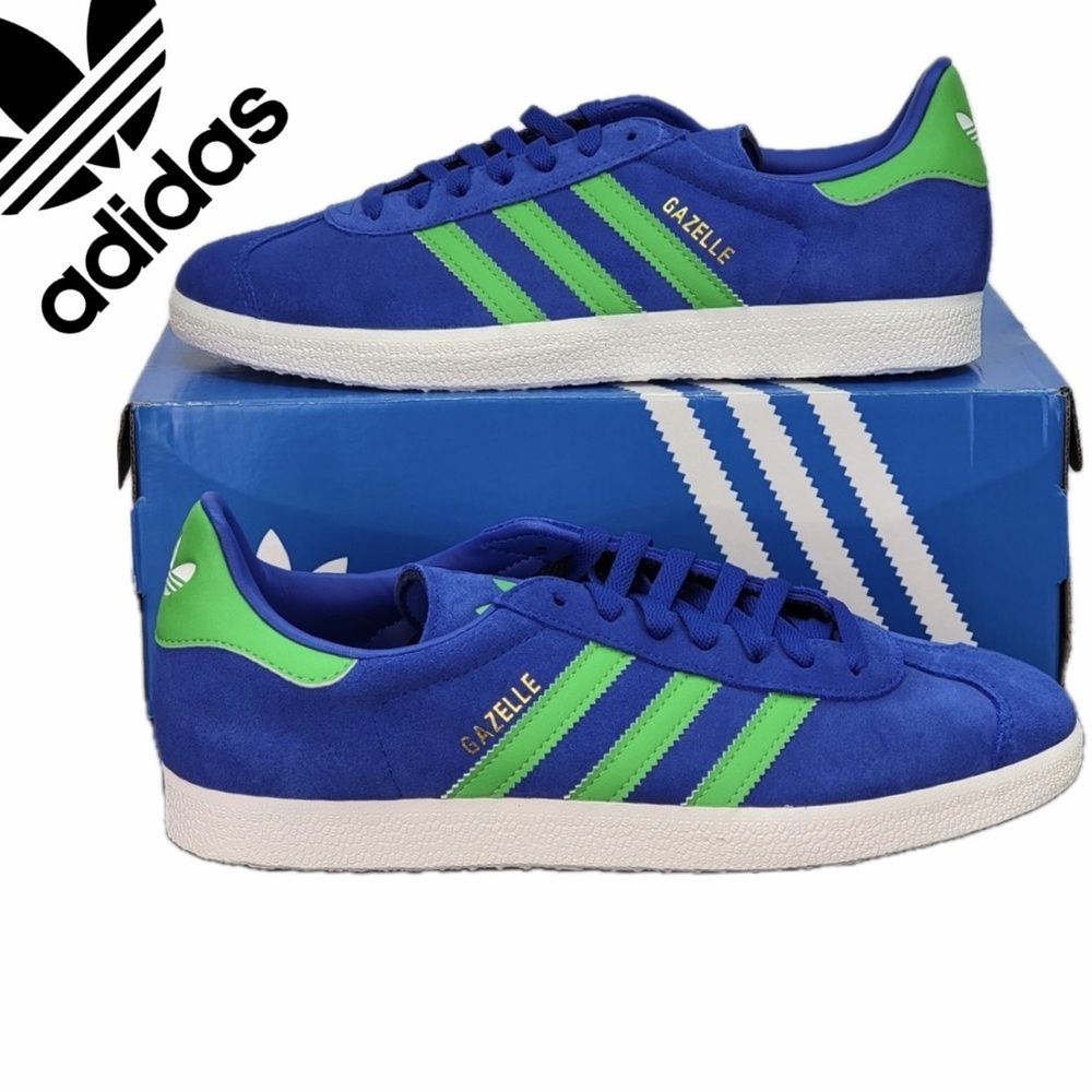 Adidas‎ Gazelle Sneakers Suede Royal Blue/Green Sz 9.5 Men woman Sz 11 Retro